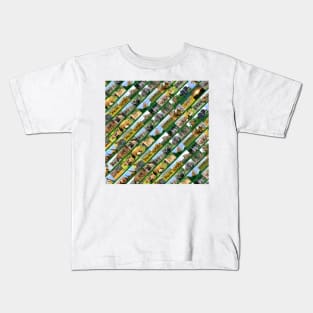 African Wildlife Stripe Collage Green Kids T-Shirt